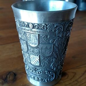 Germn Bavarian Pewter Wine Glasses 2 5oz Detailed New!
